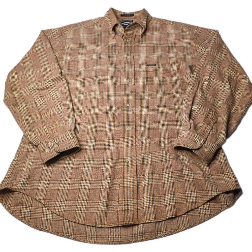 Faconnable Jeans vtg 90s Shirt Men M Plaid Woven Grandpa Grunge Oversized M